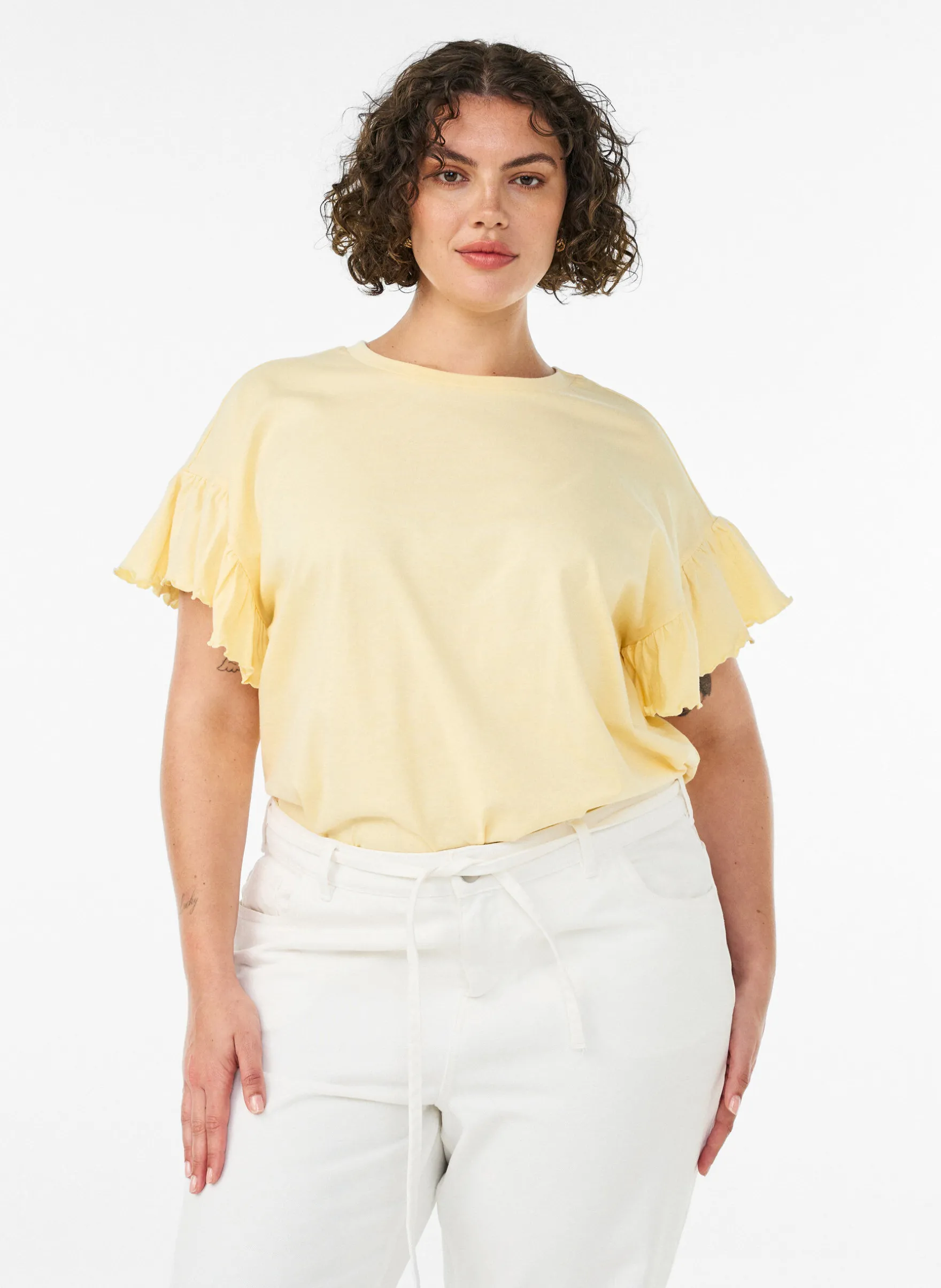 T-Shirt aus Bio-Baumwolle mit Rüschenärmeln