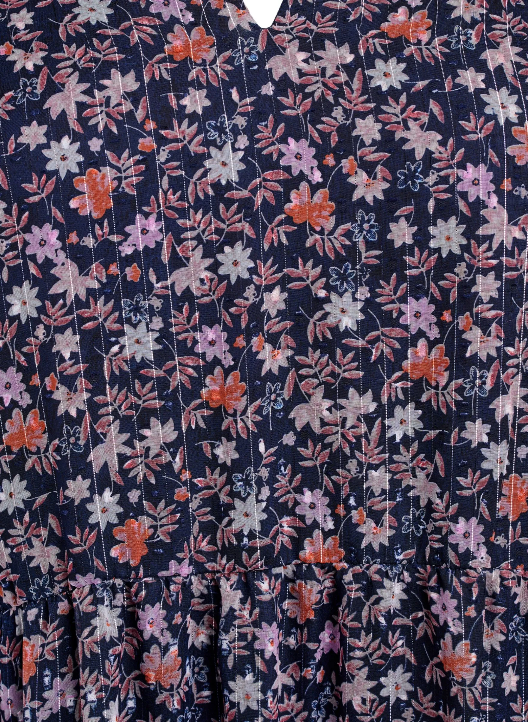 Tunika aus Viskose mit geblümtem Print und Glitzerfäden