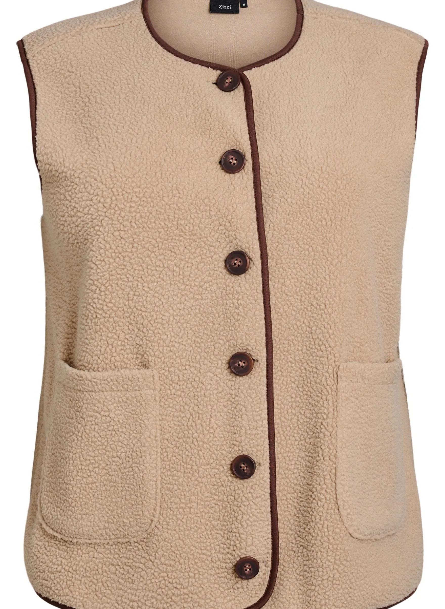 Weste aus Teddyfleece mit kontrastfarbenen Details