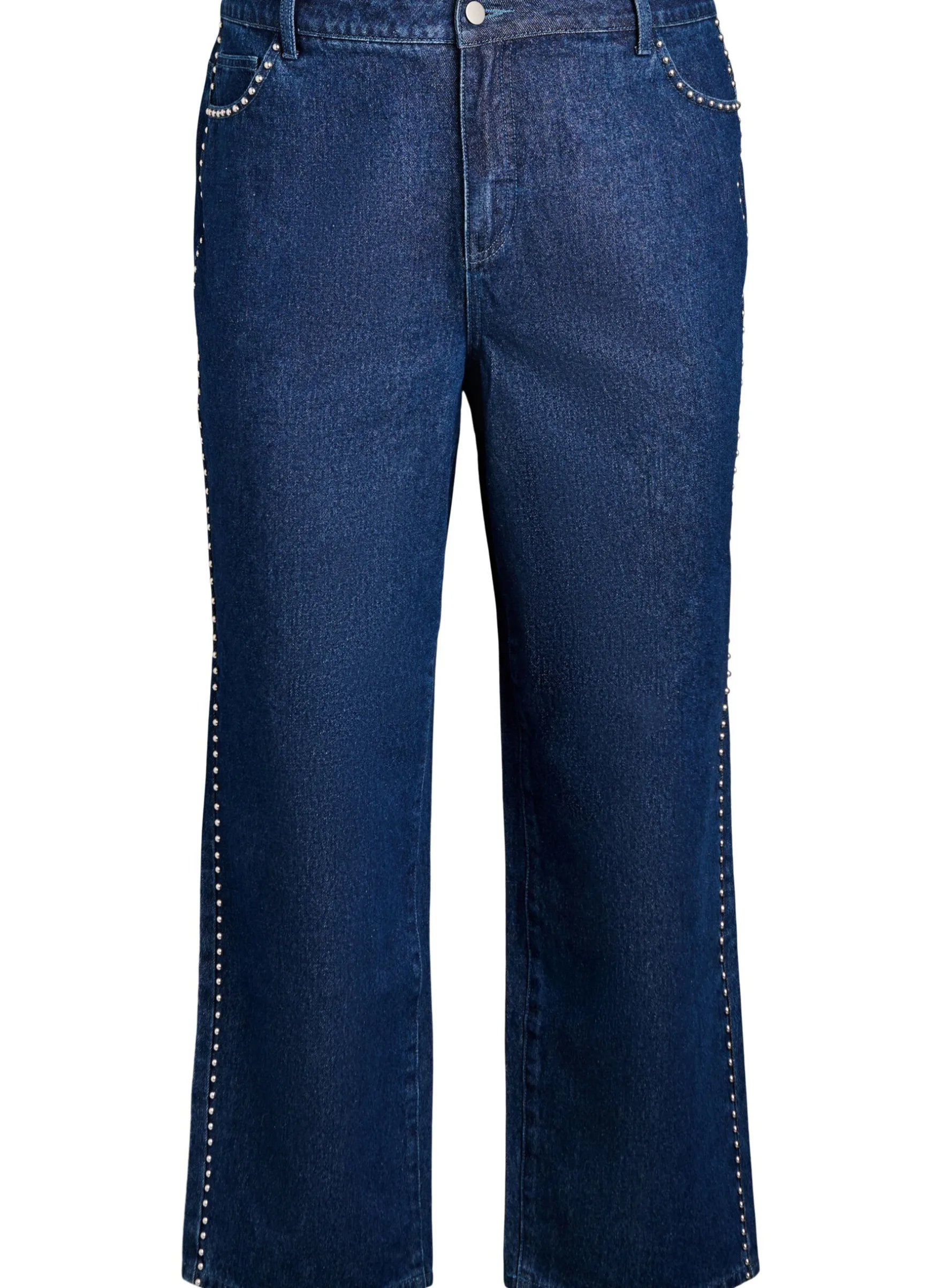 Wide-Leg-Jeans mit Nieten und hoher Taille