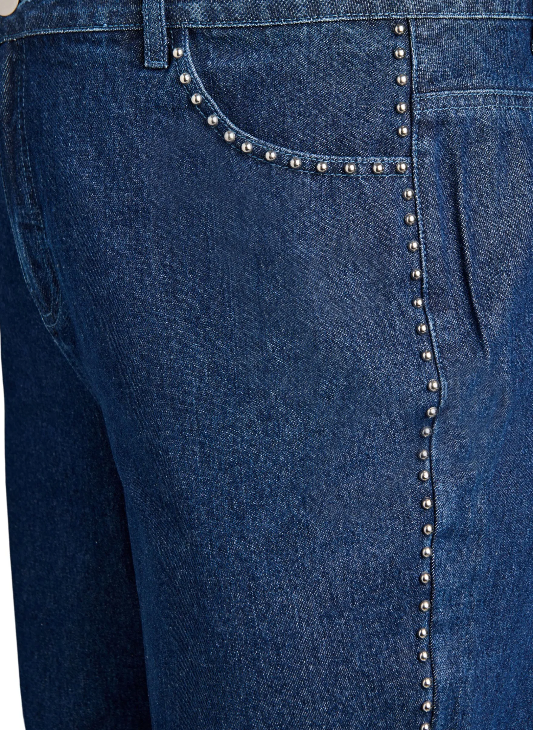 Wide-Leg-Jeans mit Nieten und hoher Taille